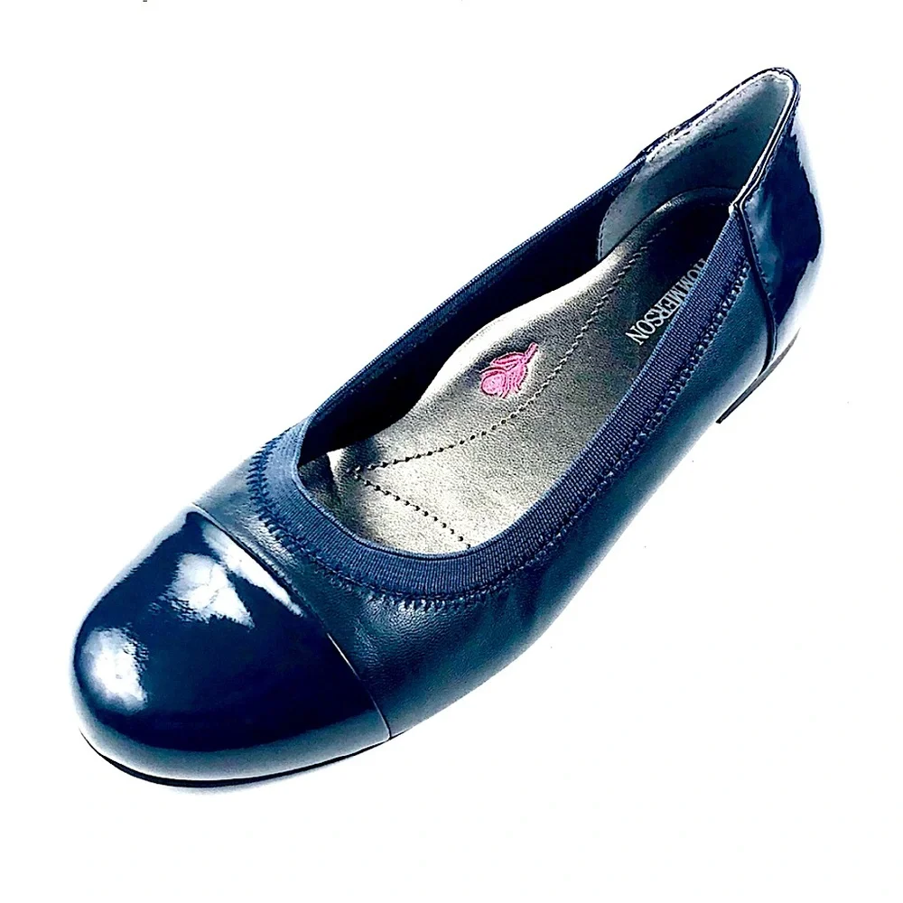 Ros Hommerson Girls Navy Leather Dress Flats Sz3.5